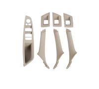 CMJAHU Tirador de puerta interior de coche de fibra de carbono, color beige y negro, apto for BMW Serie 5 F10 F18 523 525 528, volante a la izquierda, volante a la derecha, juego de 7 piezas(LHD Oyste