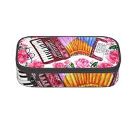 CMJSGG Acuarela Acordeón Flor Rosa, Estuche para lápices, Estuche para lápices Estuche para lápices de Gran Capacidad Estuche para cosméticos