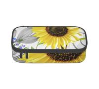 CMJSGG Acuarela Girasoles Amarillos Flores Azules, Estuche para lápices, Estuche para lápices Estuche para lápices de Gran Capacidad Estuche para cosméticos