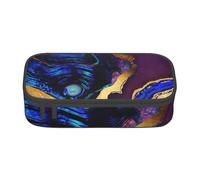 CMJSGG Ágata Abstracta Púrpura, Azul, Oro, Estuche para lápices, Estuche para lápices Estuche para lápices de Gran Capacidad Estuche para cosméticos