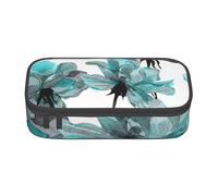CMJSGG Azul Flor Floral Verde Azulado Rosas Acuarela, Estuche para lápices, Estuche para lápices Estuche para lápices de Gran Capacidad Estuche para cosméticos