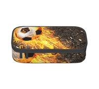 CMJSGG Balón de fútbol en Llamas de Fuego ardiente, Estuche para lápices, Estuche para lápices Estuche para lápices de Gran Capacidad Estuche para cosméticos