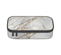 CMJSGG Blanco Gris Plata Oro Perlado Pincel Mármol, Estuche para lápices, Estuche para lápices Estuche para lápices de Gran Capacidad Estuche para cosméticos