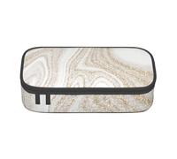 CMJSGG Brillo Dorado de mármol Blanco, Estuche para lápices, Estuche para lápices Estuche para lápices de Gran Capacidad Estuche para cosméticos