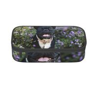 CMJSGG Bulldog Francés Se Encuentra En Diseño De Flores, Estuche para lápices, Estuche para lápices Estuche para lápices de Gran Capacidad Estuche para cosméticos