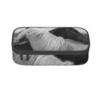 CMJSGG Caballo Blanco y Caballo Negro Impreso, Estuche para lápices, Estuche para lápices Estuche para lápices de Gran Capacidad Estuche para cosméticos