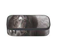 CMJSGG Caballo Negro con corazón, Estuche para lápices, Estuche para lápices Estuche para lápices de Gran Capacidad Estuche para cosméticos