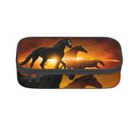 CMJSGG Caballos Negros Impresión De Nubes Rojas Brillantes, Estuche para lápices, Estuche para lápices Estuche para lápices de Gran Capacidad Estuche para cosméticos