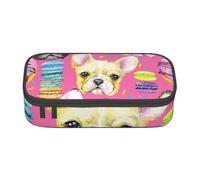 CMJSGG Cachorro Bulldog Francés Acuarela, Estuche para lápices, Estuche para lápices Estuche para lápices de Gran Capacidad Estuche para cosméticos