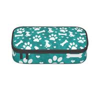 CMJSGG Cachorro con Estampado de Pata de Perro Blanco y Verde Azulado, Estuche para lápices, Estuche para lápices Estuche para lápices de Gran Capacidad Estuche para cosméticos