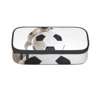 CMJSGG Cachorro de Bulldog francés con balón de fútbol, Estuche para lápices, Estuche para lápices Estuche para lápices de Gran Capacidad Estuche para cosméticos