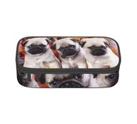 CMJSGG Cachorros Pug, Estuche para lápices, Estuche para lápices Estuche para lápices de Gran Capacidad Estuche para cosméticos
