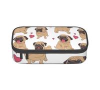 CMJSGG Cachorros Pugs Divertidos Dibujos Animados, Estuche para lápices, Estuche para lápices Estuche para lápices de Gran Capacidad Estuche para cosméticos