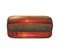 CMJSGG Campo de Flores de Amapola roja al Atardecer Impreso, Estuche para lápices, Estuche para lápices Estuche para lápices de Gran Capacidad Estuche para cosméticos