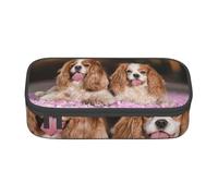 CMJSGG Cavalier King Charles Spaniel Perros Blancos Marrón, Estuche para lápices, Estuche para lápices Estuche para lápices de Gran Capacidad Estuche para cosméticos