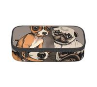 CMJSGG Chihuahua Bulldog Lindo Pug Perro Mascota Animal Amigos Cachorro Beige, Estuche para lápices, Estuche para lápices Estuche para lápices de Gran Capacidad Estuche para cosméticos