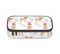 CMJSGG Chihuahua Lindos Perros y tazón, Estuche para lápices, Estuche para lápices Estuche para lápices de Gran Capacidad Estuche para cosméticos