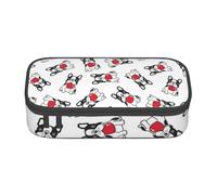 CMJSGG Corazón De Dibujos Animados Bulldog Francés San Valentín, Estuche para lápices, Estuche para lápices Estuche para lápices de Gran Capacidad Estuche para cosméticos