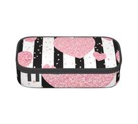 CMJSGG Corazón Romántico Raya De Lentejuelas De Oro Rosa, Estuche para lápices, Estuche para lápices Estuche para lápices de Gran Capacidad Estuche para cosméticos