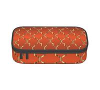 CMJSGG Cuatrifolio Dorado sobre Naranja Quemado, Estuche para lápices, Estuche para lápices Estuche para lápices de Gran Capacidad Estuche para cosméticos