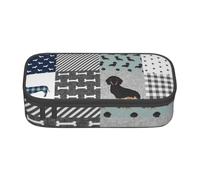 CMJSGG Dachshund Mascota Raza de Perro Silueta Negro y Fuego, Estuche para lápices, Estuche para lápices Estuche para lápices de Gran Capacidad Estuche para cosméticos