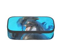 CMJSGG Delfines con Cara Sonriente Estampados, Estuche para lápices, Estuche para lápices Estuche para lápices de Gran Capacidad Estuche para cosméticos