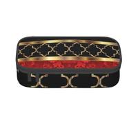CMJSGG Elegante patrón de cuatrifolio Rojo, Negro y Dorado, Estuche para lápices, Estuche para lápices Estuche para lápices de Gran Capacidad Estuche para cosméticos