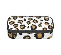 CMJSGG Estampado Animal de Leopardo Negro con Purpurina Dorada, Estuche para lápices, Estuche para lápices Estuche para lápices de Gran Capacidad Estuche para cosméticos