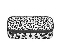 CMJSGG Estampado de Leopardo Blanco y Negro con Monograma, Estuche para lápices, Estuche para lápices Estuche para lápices de Gran Capacidad Estuche para cosméticos