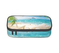CMJSGG Estampado de Palmeras Marinas y Playa de Estrellas de mar, Estuche para lápices, Estuche para lápices Estuche para lápices de Gran Capacidad Estuche para cosméticos