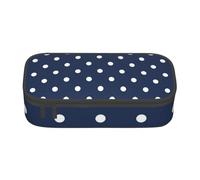 CMJSGG Estampado Lunares Blanco Azul Marino, Estuche para lápices, Estuche para lápices Estuche para lápices de Gran Capacidad Estuche para cosméticos