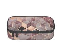 CMJSGG Estilo nórdico, patrón geométrico Rosa Rosa, Dorado, Estuche para lápices, Estuche para lápices Estuche para lápices de Gran Capacidad Estuche para cosméticos