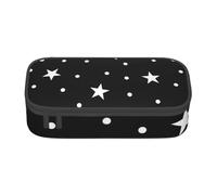 CMJSGG Estrella y Lunares Blancos y Negros, Estuche para lápices, Estuche para lápices Estuche para lápices de Gran Capacidad Estuche para cosméticos
