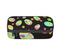 CMJSGG Felices Pascuas Coloridos Huevos De Pascua, Estuche para lápices, Estuche para lápices Estuche para lápices de Gran Capacidad Estuche para cosméticos