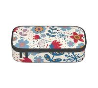 CMJSGG Floral Azul y Rojo, Estuche para lápices, Estuche para lápices Estuche para lápices de Gran Capacidad Estuche para cosméticos