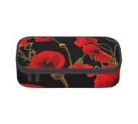 CMJSGG Flores De Amapola Roja Colorido Floral Abstracto Negro, Estuche para lápices, Estuche para lápices Estuche para lápices de Gran Capacidad Estuche para cosméticos