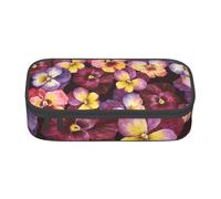 CMJSGG Flores de Pensamiento de Acuarela, Estuche para lápices, Estuche para lápices Estuche para lápices de Gran Capacidad Estuche para cosméticos