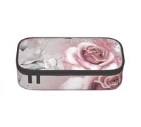 CMJSGG Flores Rosadas Acuarela Floral Rosa Hojas Grises Splash, Estuche para lápices, Estuche para lápices Estuche para lápices de Gran Capacidad Estuche para cosméticos
