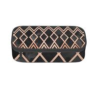 CMJSGG Geo Diamantes de Cobre y Negros, Estuche para lápices, Estuche para lápices Estuche para lápices de Gran Capacidad Estuche para cosméticos