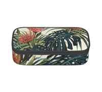 CMJSGG Hojas Palmeras Exóticas Hoja Selva Tropical Floral Rosa Verde, Estuche para lápices, Estuche para lápices Estuche para lápices de Gran Capacidad Estuche para cosméticos