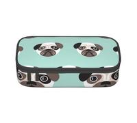CMJSGG Ilustración Pug Cachorro Azul Patrón Niños, Estuche para lápices, Estuche para lápices Estuche para lápices de Gran Capacidad Estuche para cosméticos