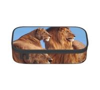 CMJSGG Impresión de Dos Leones, Estuche para lápices, Estuche para lápices Estuche para lápices de Gran Capacidad Estuche para cosméticos