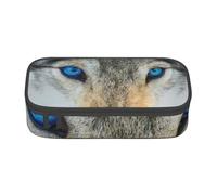 CMJSGG Impresión de Lobo de Ojos Azules, Estuche para lápices, Estuche para lápices Estuche para lápices de Gran Capacidad Estuche para cosméticos