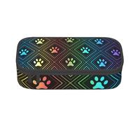 CMJSGG Impresión de Pata de Perro arcoíris, Estuche para lápices, Estuche para lápices Estuche para lápices de Gran Capacidad Estuche para cosméticos