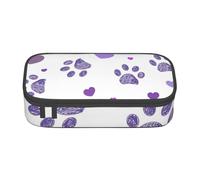 CMJSGG Impresión de Pata Morada con corazón, Estuche para lápices, Estuche para lápices Estuche para lápices de Gran Capacidad Estuche para cosméticos