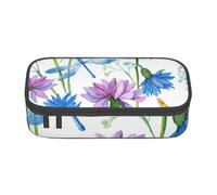 CMJSGG Libélula Flor Azul Acuarela, Estuche para lápices, Estuche para lápices Estuche para lápices de Gran Capacidad Estuche para cosméticos