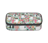 CMJSGG Lindo Biewer Terrier Perros Rosa Flor Floral, Estuche para lápices, Estuche para lápices Estuche para lápices de Gran Capacidad Estuche para cosméticos