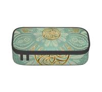 CMJSGG Mandala Celta Suave, Verde Salvia y Dorado, Estuche para lápices, Estuche para lápices Estuche para lápices de Gran Capacidad Estuche para cosméticos