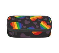 CMJSGG Orgullo LGBT Gay Arco Iris Corazón, Estuche para lápices, Estuche para lápices Estuche para lápices de Gran Capacidad Estuche para cosméticos