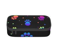 CMJSGG Patrón Animal de Huella de Pata de Arco Iris, Estuche para lápices, Estuche para lápices Estuche para lápices de Gran Capacidad Estuche para cosméticos